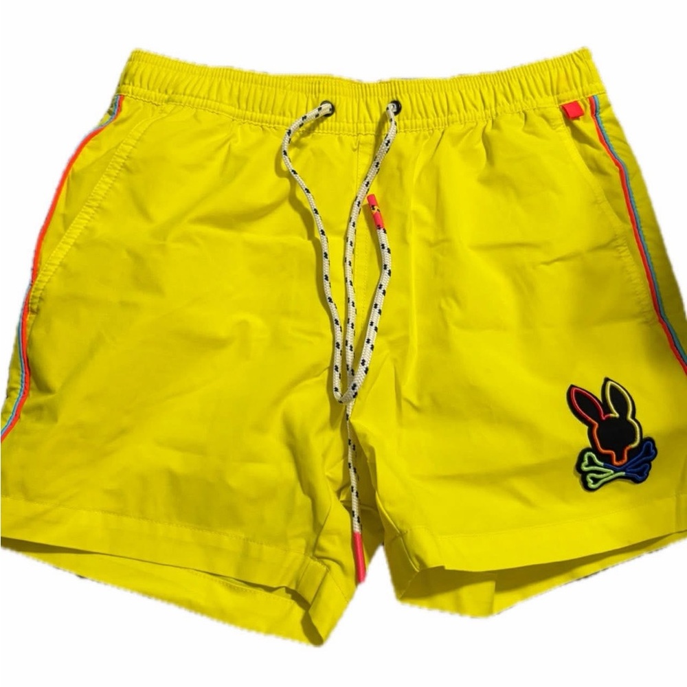 Psycho bunny youth xxs swim trunks bright colored lined euc